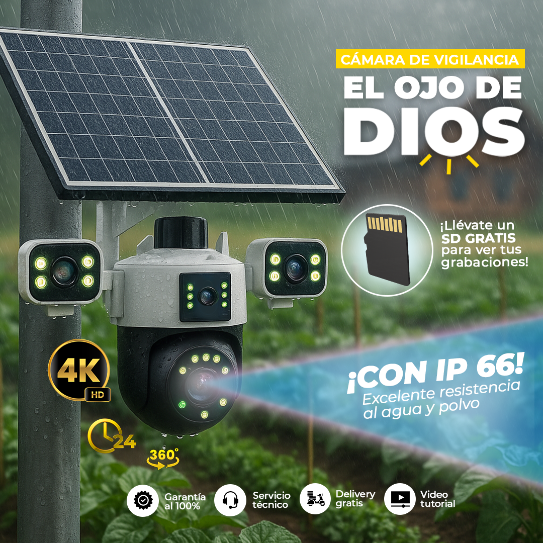 CÁMARA SOLAR INTELIGENTE DE 4 LENTES CON CHIP "EL OJO DE DIOS"