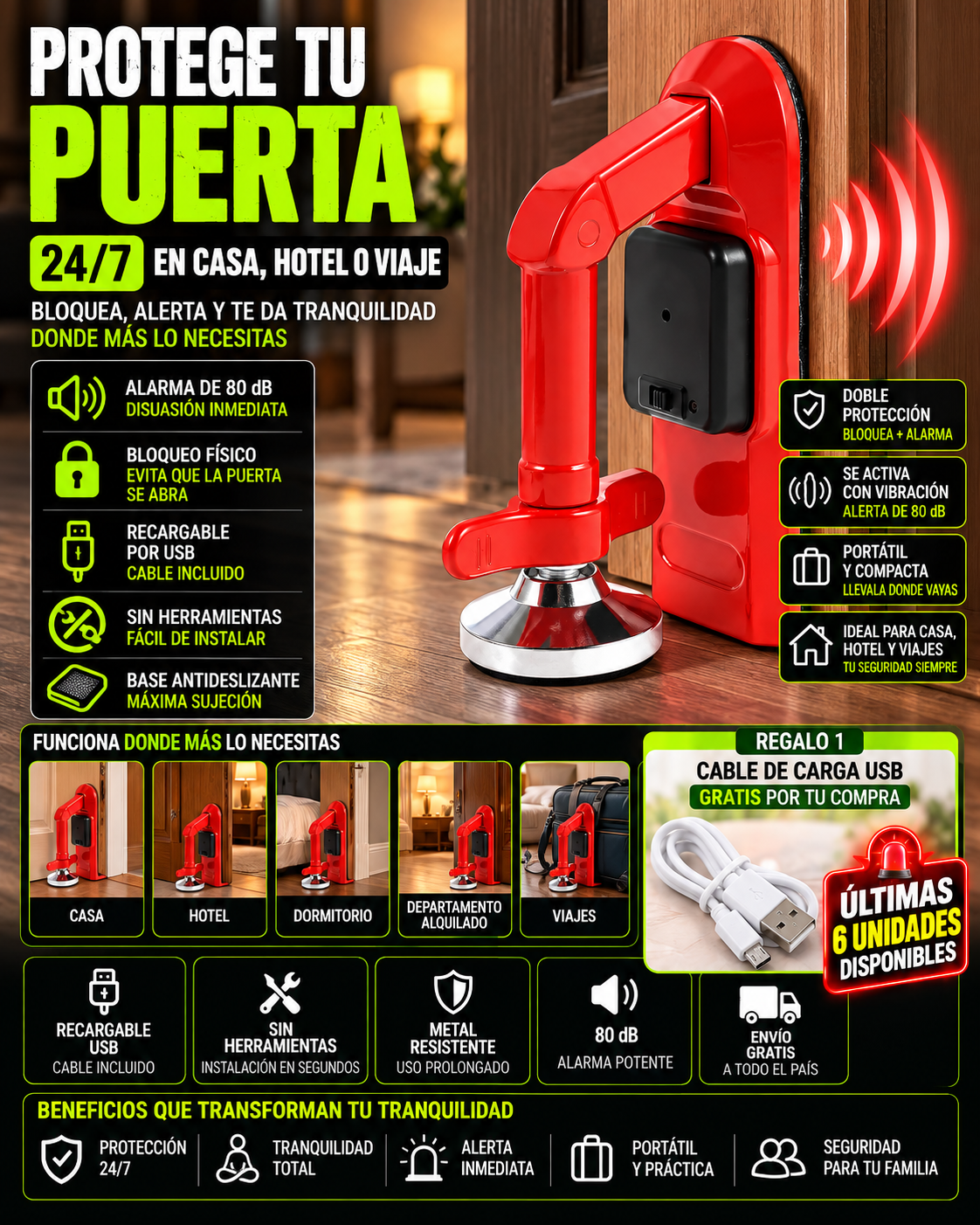 "DOORGUARD" Alarma Portátil de Puerta