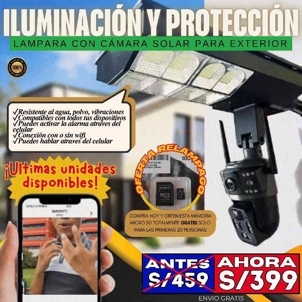 LAMPARA CON CÁMARA SOLAR PARA EXTERIOR