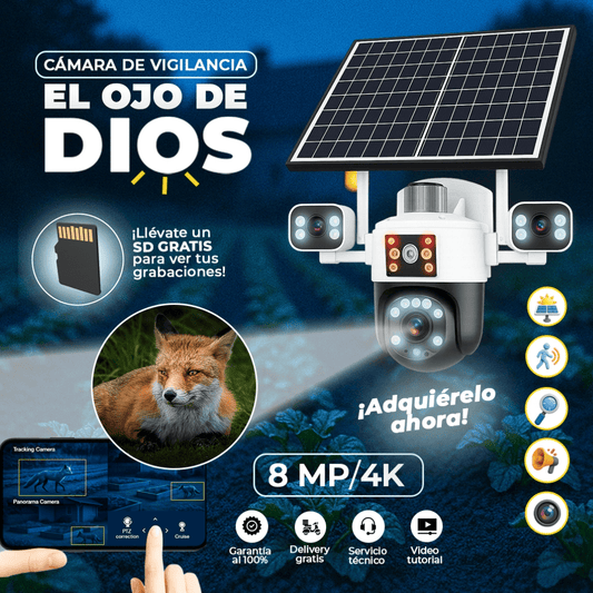 CÁMARA PULPO SOLAR CON CHIP 4K DE 4 LENTES "EL OJO DE DIOS"
