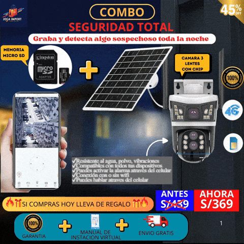 CAMARA SOLAR 4G DE 3 LENTES CON CHIP