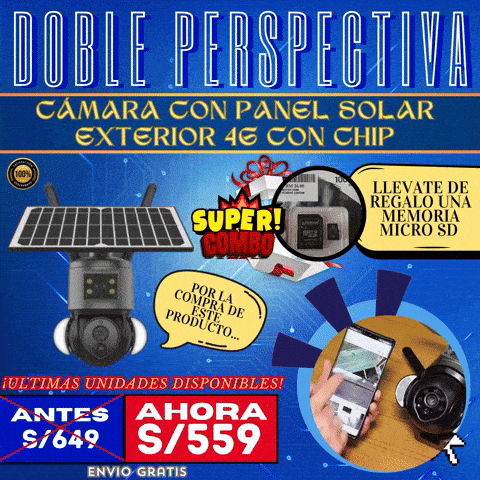 CÁMARA CON PANEL SOLAR EXTERIOR 4G CON CHIP