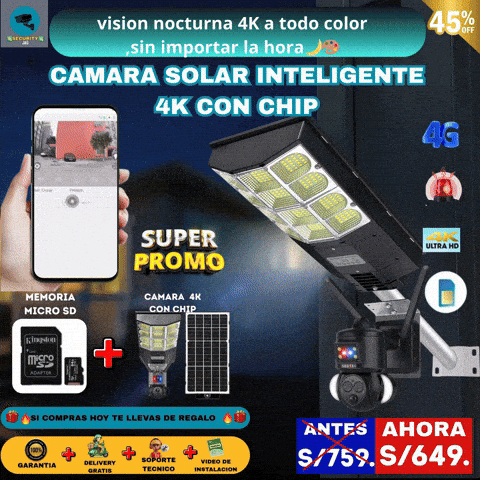 CAMARA 2 EN 1 CON PASTORAL SOLAR INTELIGENTE 4K CON CHIP