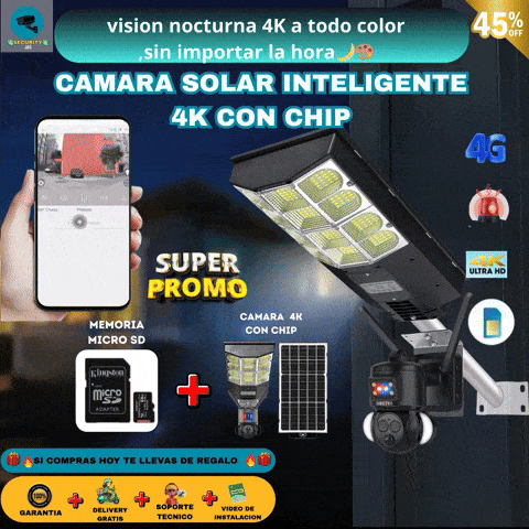 CAMARA 2 EN 1 CON PASTORAL SOLAR INTELIGENTE 4K CON CHIP