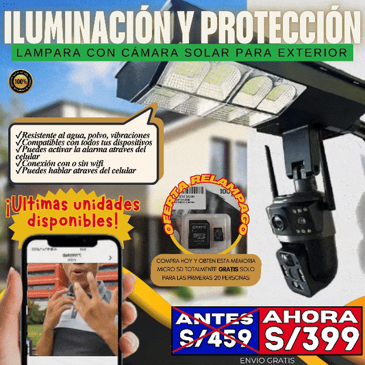 LAMPARA CON CÁMARA SOLAR PARA EXTERIOR